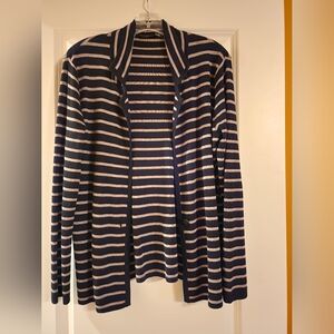 Black and tan knit collared cardigan, large